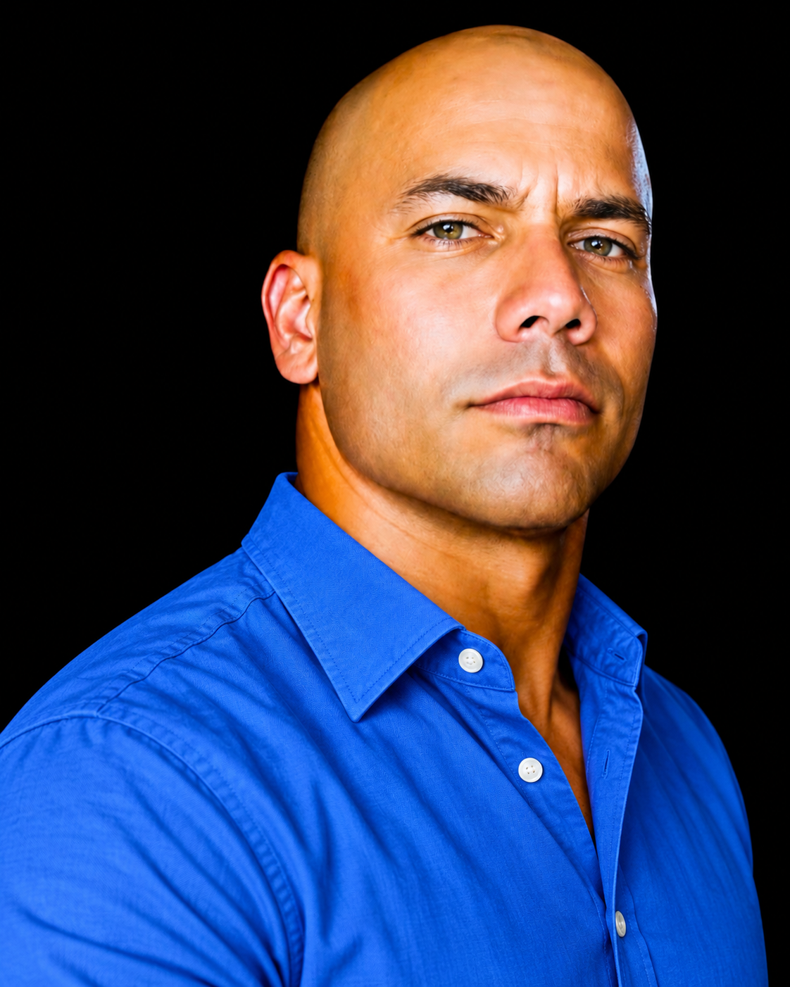 Portrait of Carlos Arturo Rampolla Mora wearing a bright blue shirt