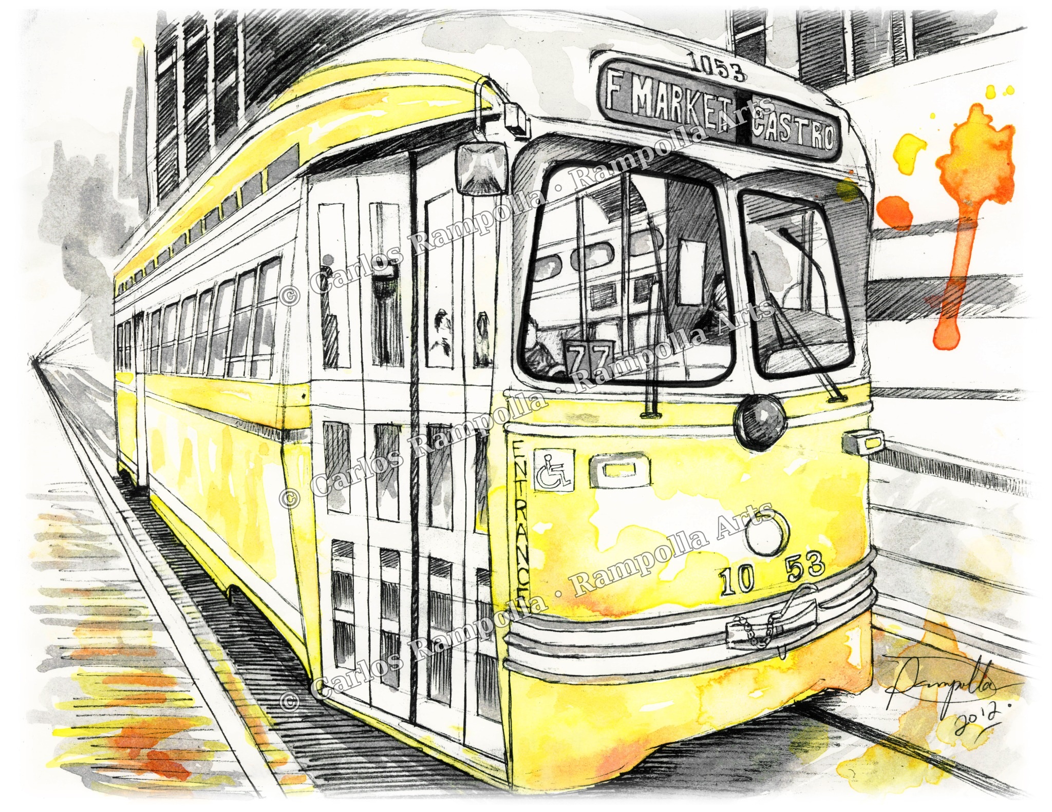 SF Historic Streetcar 1053 by Carlos Rampolla