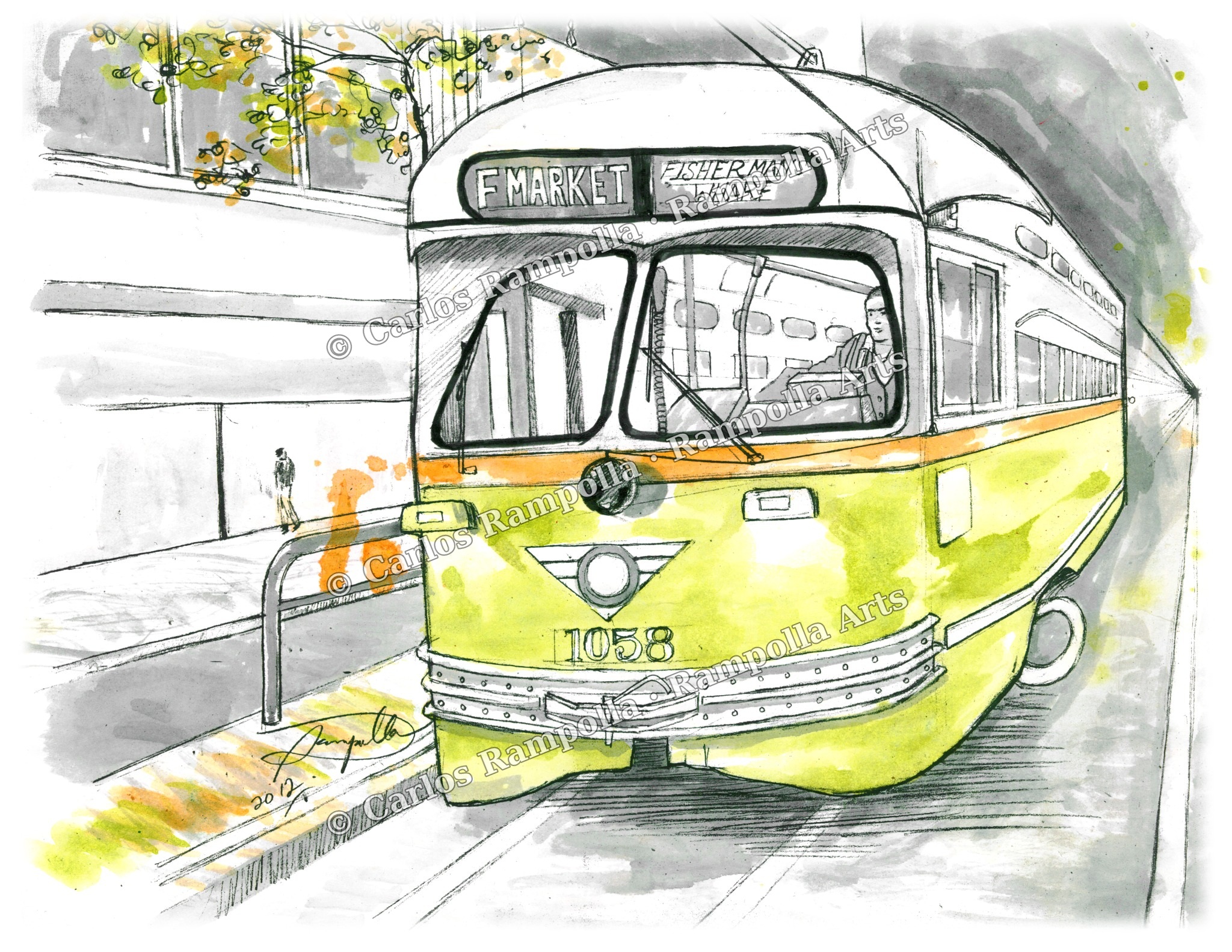 SF Historic Streetcar 1058 by Carlos Rampolla