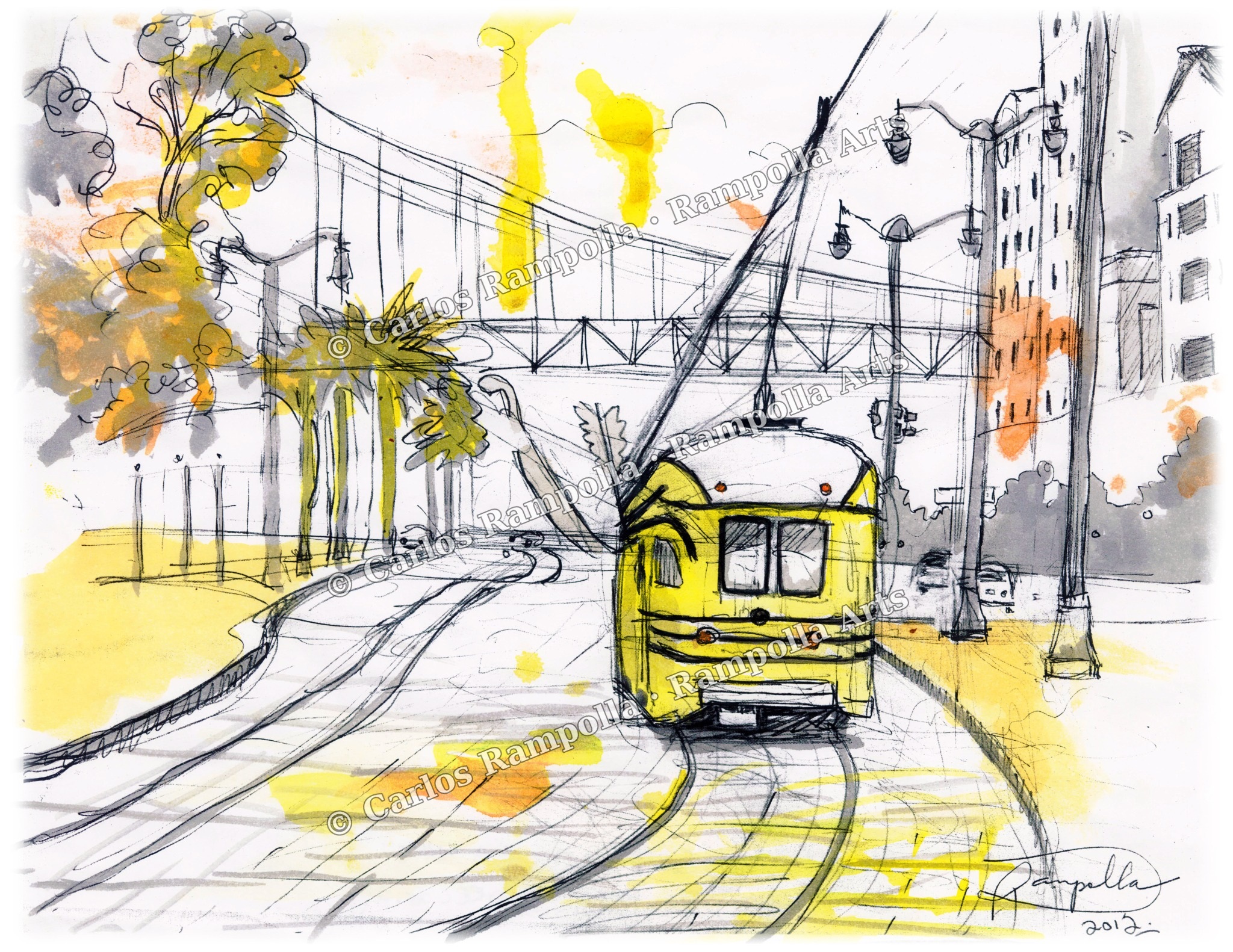 SF Historic Streetcar on the Embarcadero by Carlos Rampolla
