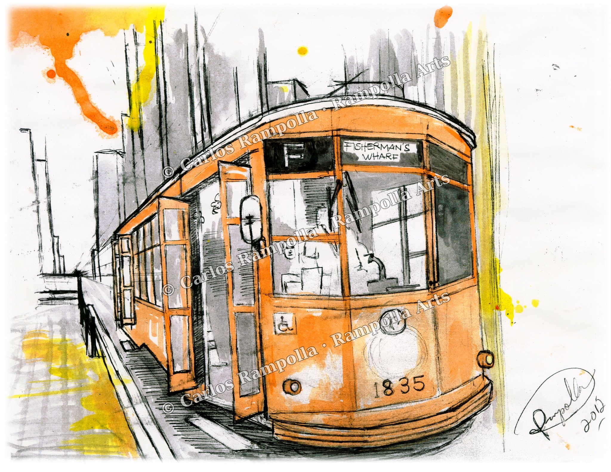 SF Historic Streetcar 1835 by Carlos Rampolla