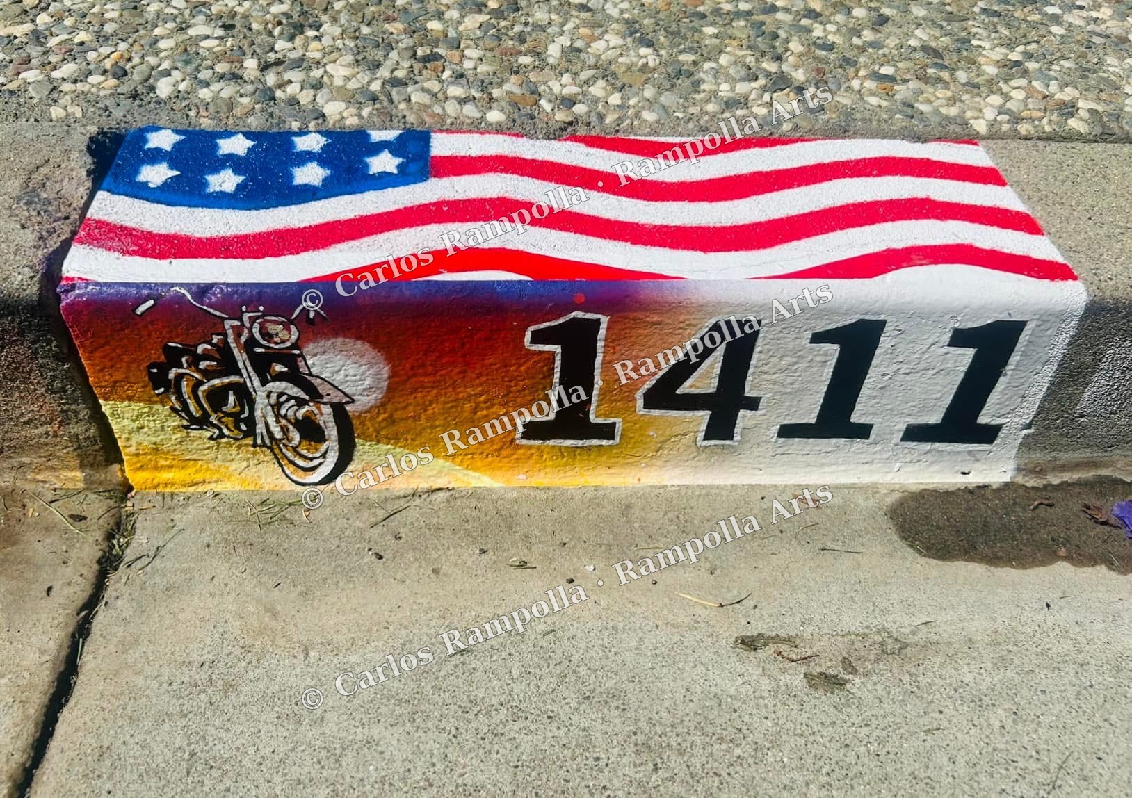 American Flag Curb Art by Carlos Rampolla