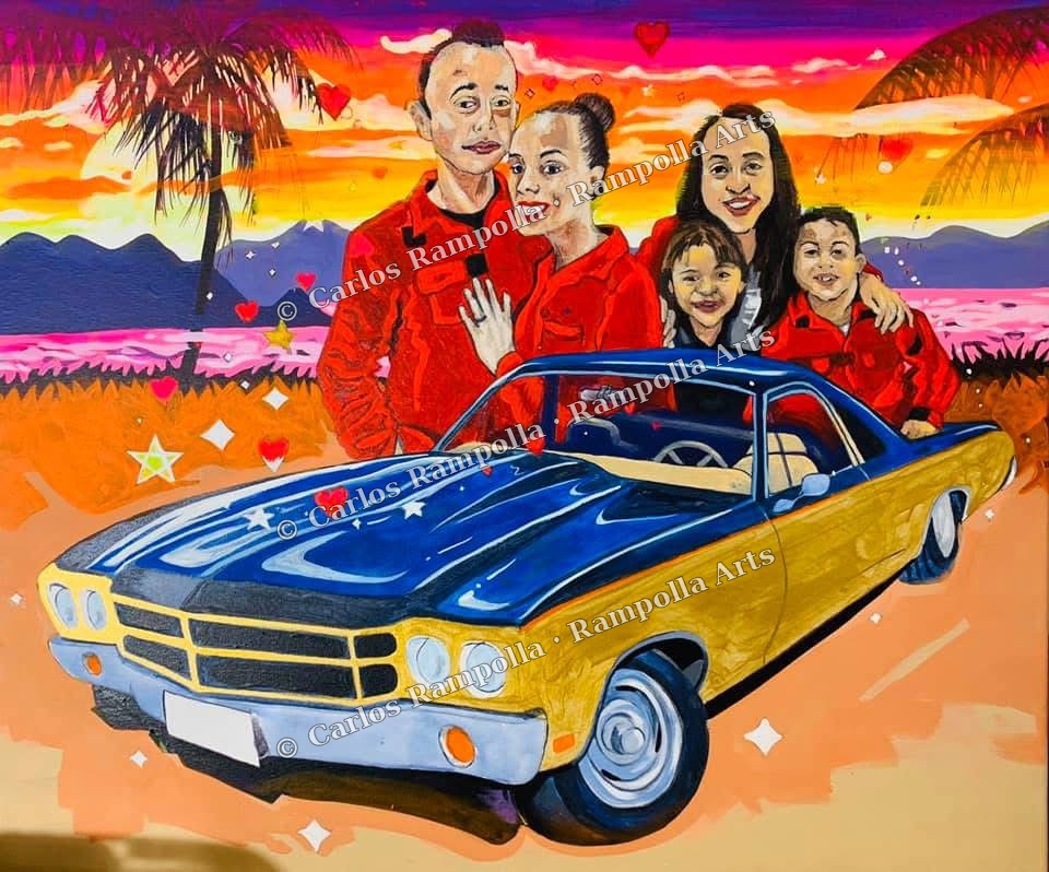 Family Portrait with Classic Car by Carlos Rampolla