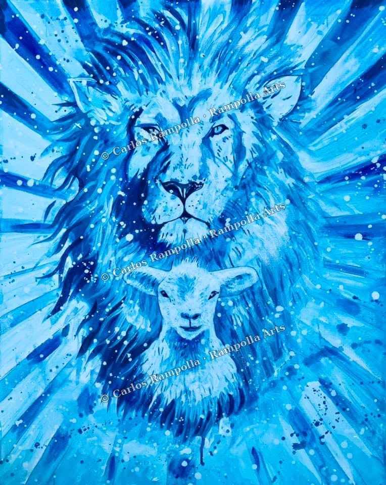 Lion and Lamb — Blue by Carlos Rampolla